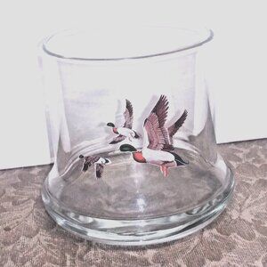 Vintage Mallard Duck Low Ball Glass Wide Bottom Whiskey Cocktail MCM Replacement
